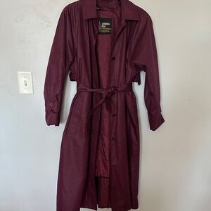 London Fog Wine/Burgundy Trench Coat with Belt